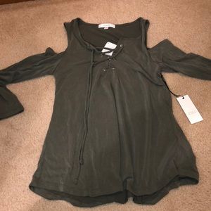 Lace up cold shoulder top